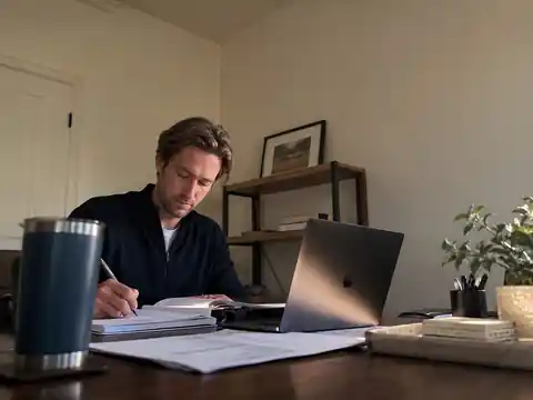 Illustrative scene representing Trenton Nield at work reviewing California estate planning documents